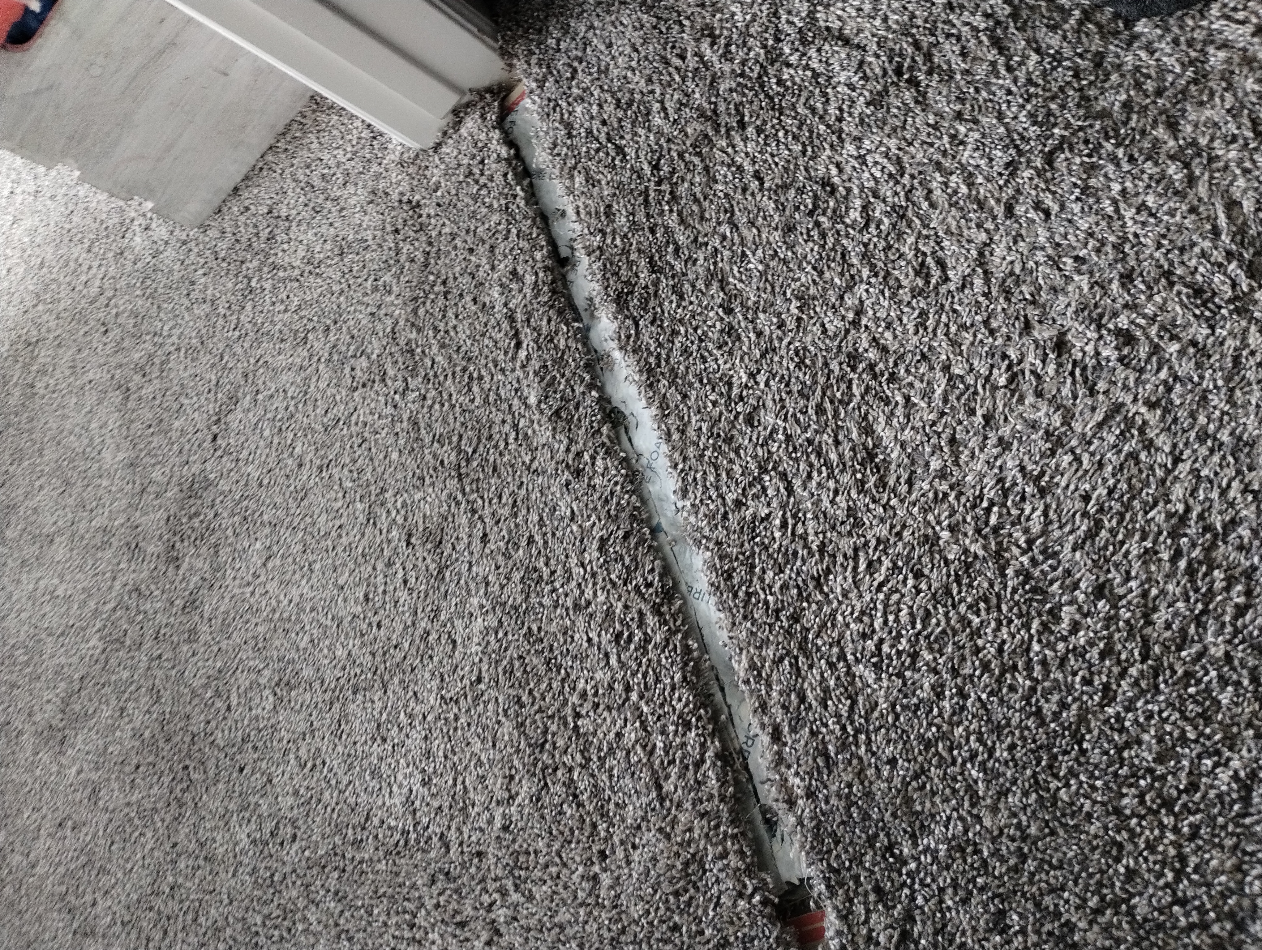 Carpet seam repair — before